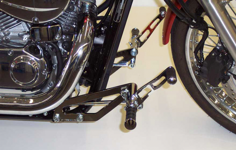 MB vorverl. Fußrasten / Ness Style Look gefräst - mit ABS / long 21 cm / chrom / HONDA VT 750 C 4,5,6 Spirit RC50 / RC53 / ABE