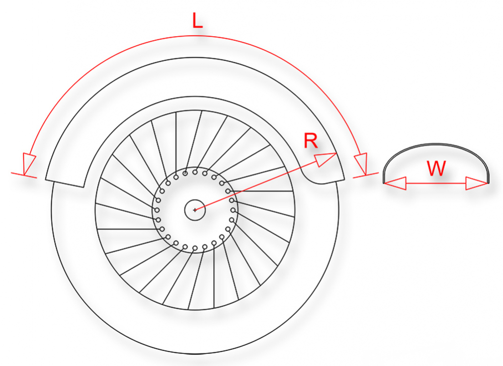 STEEL - HECKFENDER - Round / Stahlblech roh / 240 mm Breite / für Hinterräder 15" - 17"