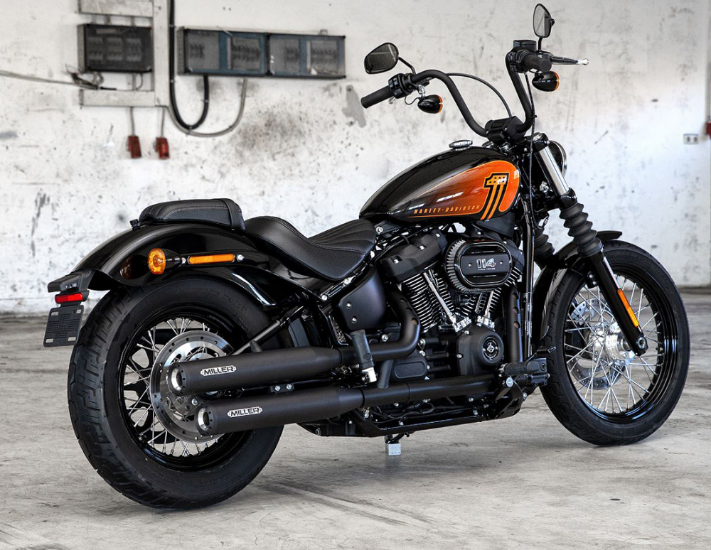 SALE: MILLER - Destiny - black - 2-2 - SlipOn - Euro 5 / HD Softail -  114 - 117 CUI / EG-BE