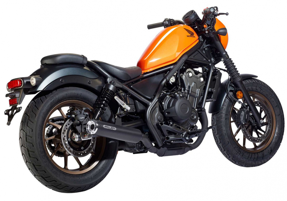 NEU: Black  - Sale: MILLER 2-1 - Custom III - Honda CMX 500 Rebel / SlipOn ESD / EURO 5 + / EG-BE