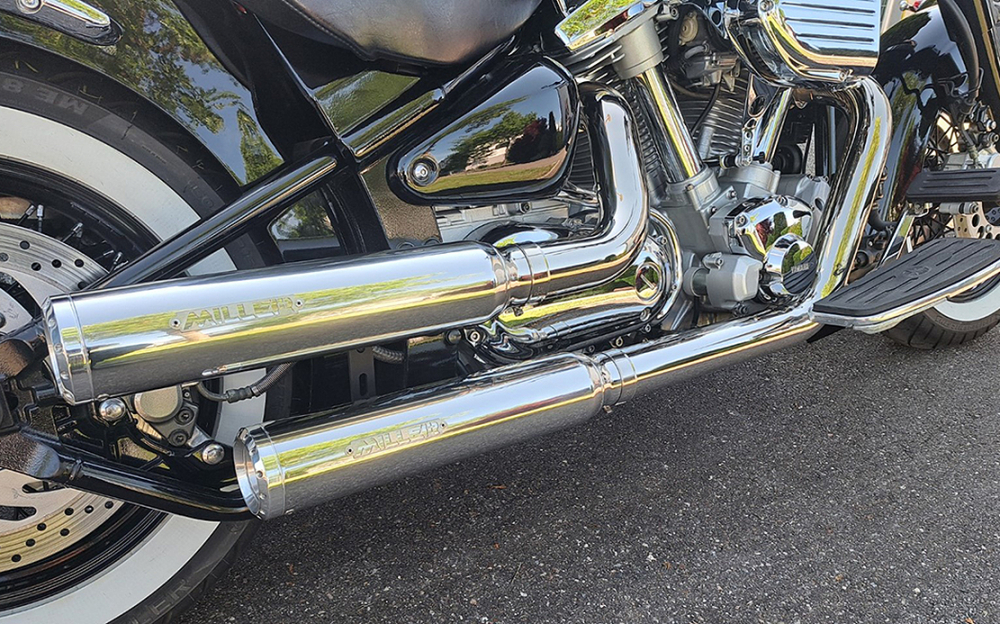 MILLER - Skyline - SlipOn Auspuff - Edelstahl silber / Yamaha XV 1600 Wildstar / EG-BE