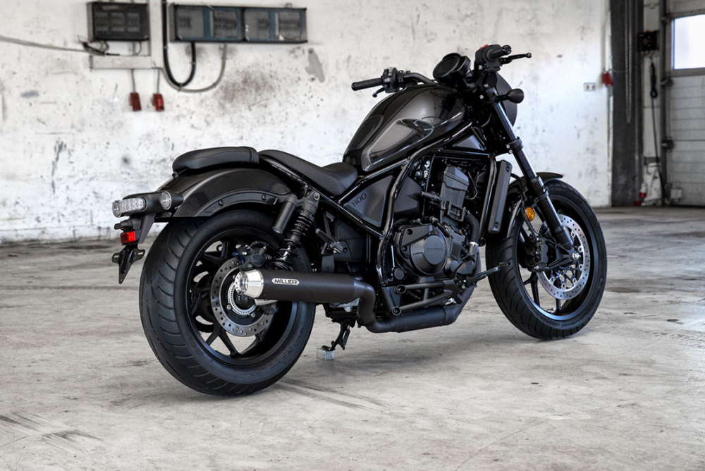 T-Black-Sale: MILLER - 2-1 - BREAKER II SlipOn black + Tapered silber / Honda CMX 1100 Rebel / EURO 5 + / EG-BE
