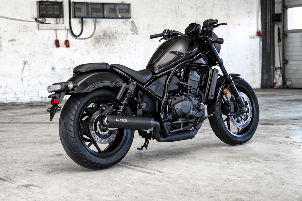 NEU: Sale: Black-Black Edition* MILLER - 2-1 - BREAKER II / Honda CMX 1100 Rebel / SlipOn / EURO 5 + / EG-BE