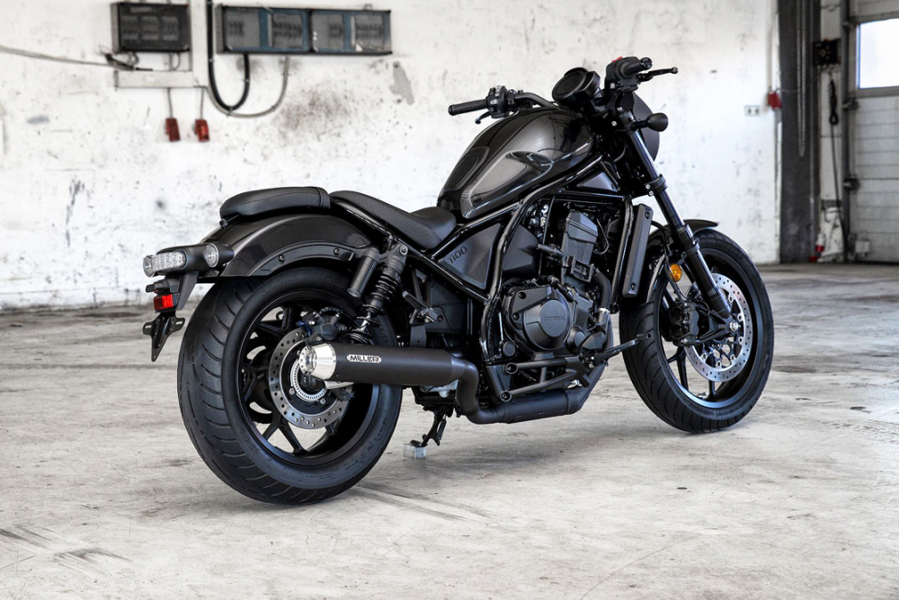 Sale: Black Sale: MILLER - 2-1 - BREAKER - black + silber / Honda CMX 1100 Rebel / SlipOn / EURO5 / EG-BE