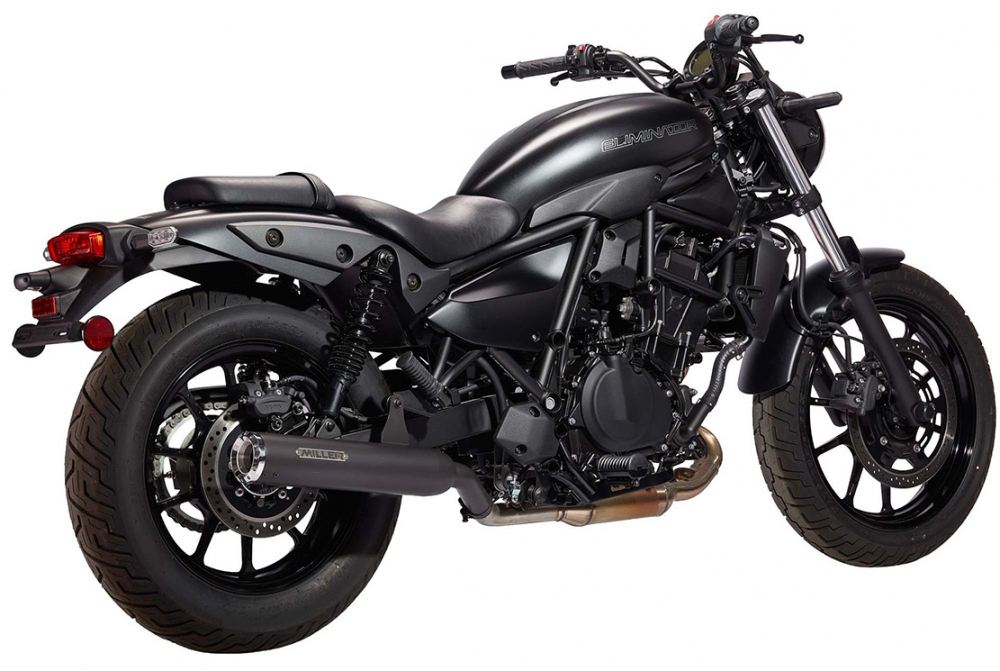 MILLER - Bullet - SlipOn - schwarz + silber  / Kawasaki Eliminator / KAT / EU 5+ /EG-BE