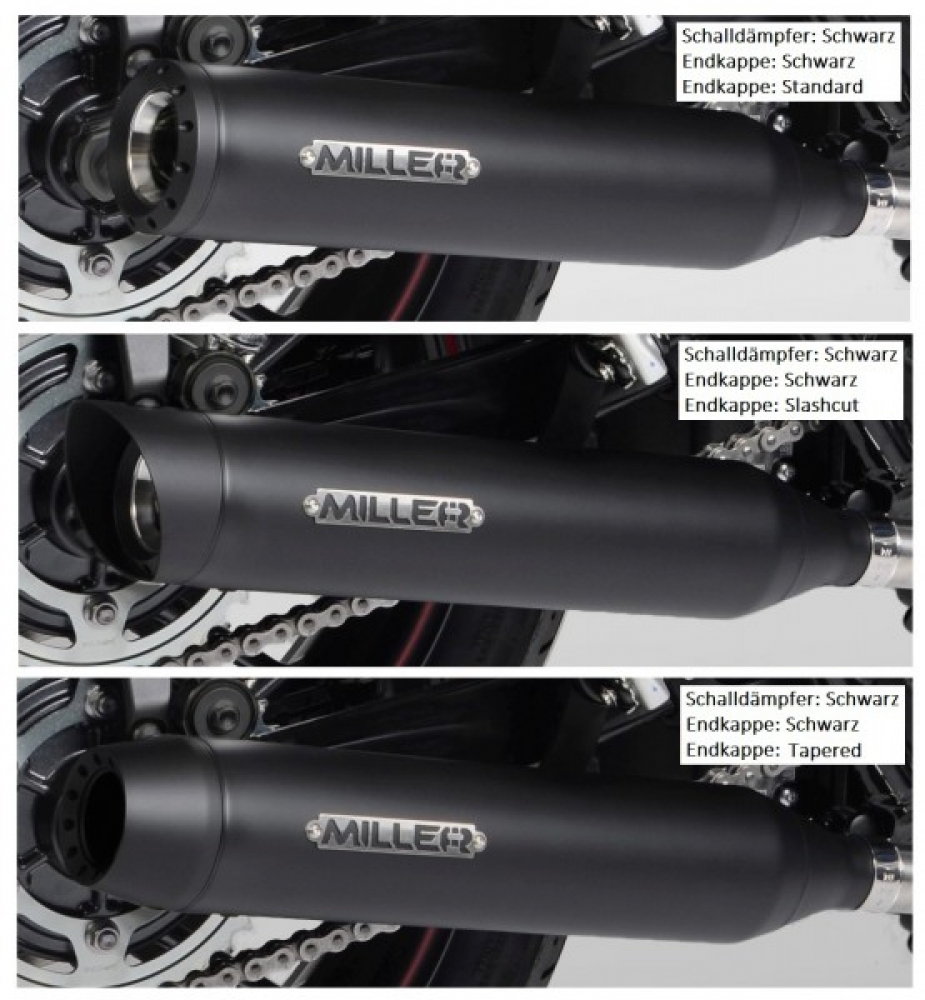 Black-Black Sale: MILLER - Skyline - SlipOn Auspuff - Edelstahl - black - black / Yamaha XV 1600 Wildstar / EG-BE