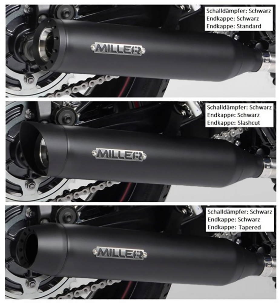 T-Black-Black-Sale: MILLER 2-1 - Custom III -  Honda CMX 500 Rebel / SlipOn Auspuff / + Tapered black / EURO 5 + / EG-BE