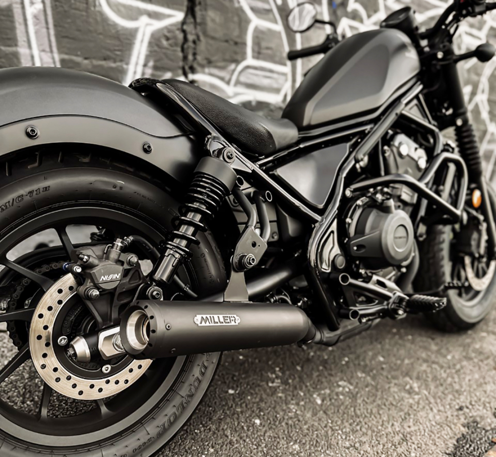 MILLER 2-1 - Custom II -  Honda CMX 500 Rebel / SlipOn Auspuff / black black / EURO 5 / EG-BE