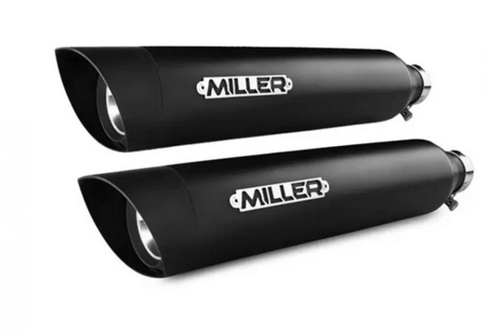 Miller - Offset Hellcat - Komplett - Auspuffanlage - Edelstahl black / Softail Modelle - 2000 - 2007 / EG-BE