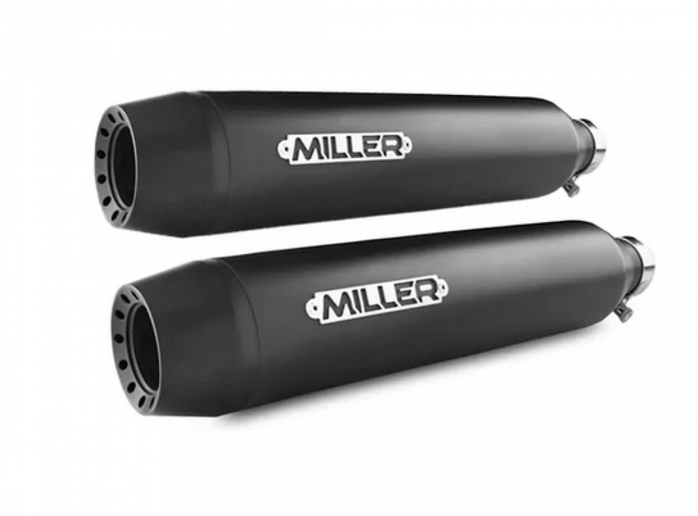 Miller - Offset Hellcat - Komplett - Auspuffanlage - Edelstahl black / Softail Modelle - 2000 - 2007 / EG-BE