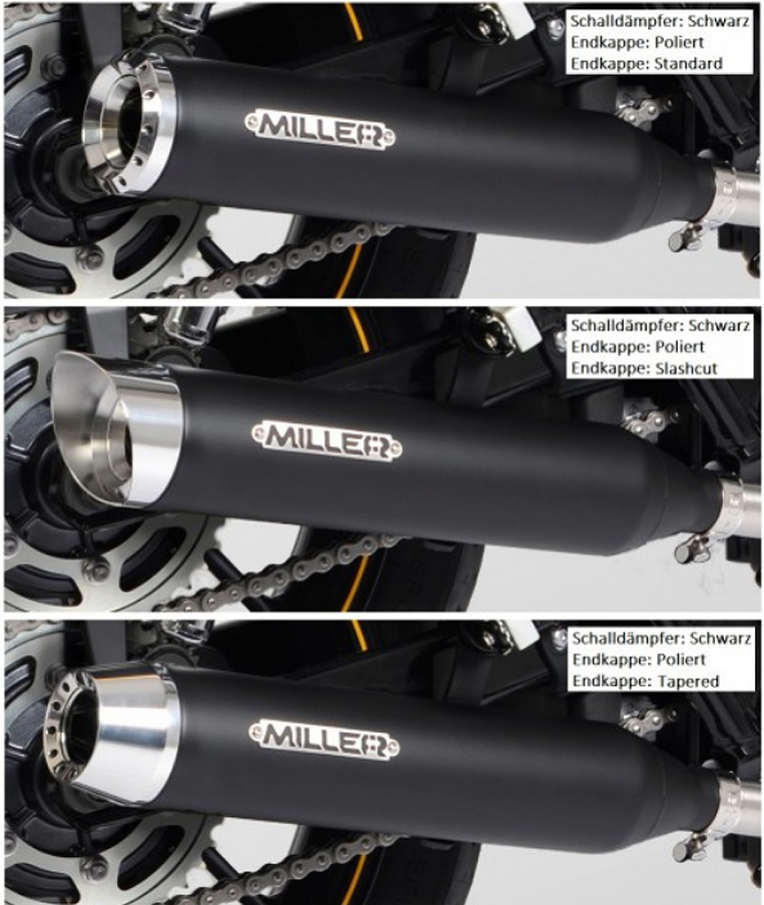 MILLER - DAKOTA - 2-2 / schwarz / Harley DYNA LOW RIDER S / 110 cui / SlipOn / EG-BE