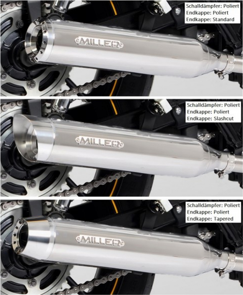 Miller - Offset Hellcat - Komplett - Auspuffanlage - Edelstahl silber / Softail Modelle - 2000 - 2007 / EG-BE