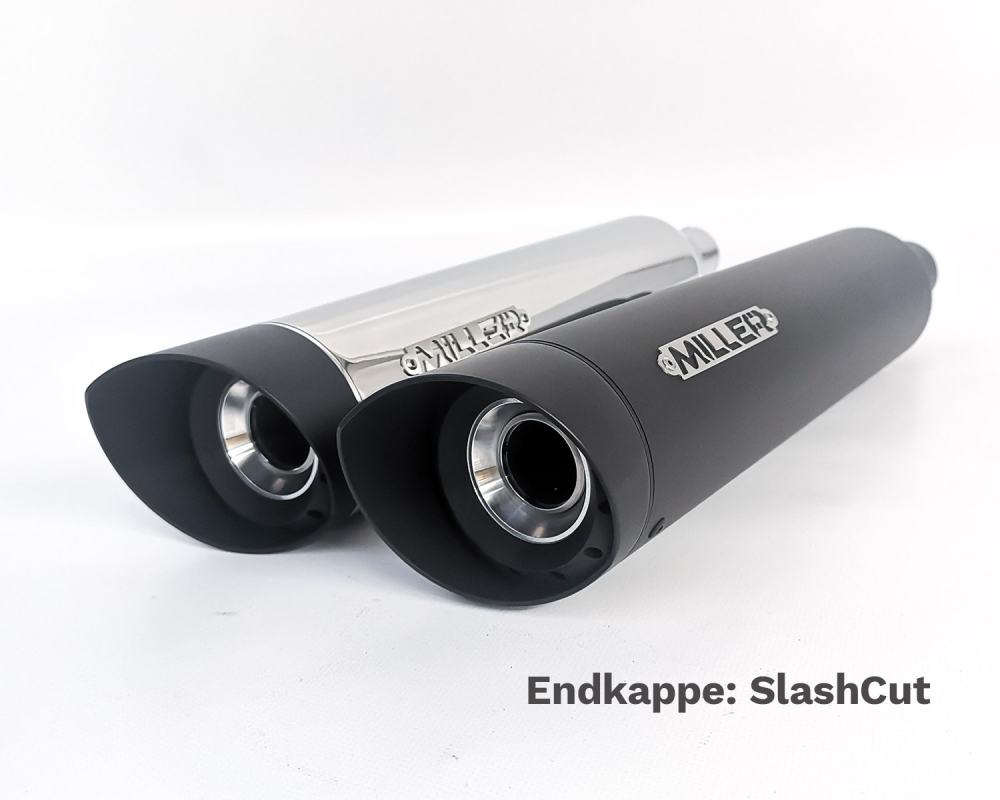 MILLER - 2-2 - CHALLENGER / SlipOn - schwarz-matt / Kawasaki VN 900 / mit KAT / EG-BE