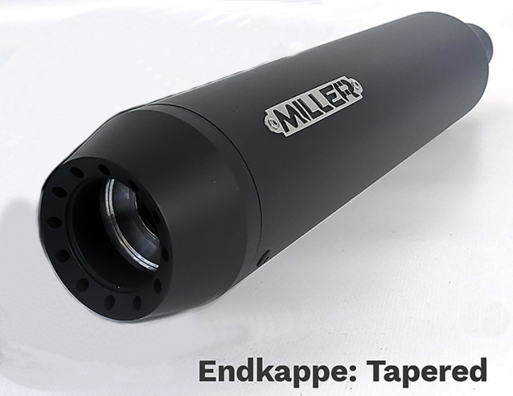 Black Sale: MILLER 2-1 - Custom !! + Endkap. Tapered black - Honda CMX 500 Rebel / SlipOn / black / EURO 5 / EG-BE