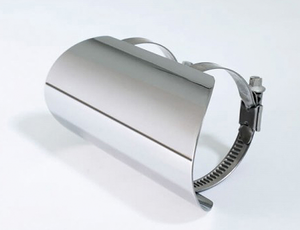 Miller Hitzeschutzblech / Edelstahl silber poliert / 50 - 60 mm / 150 mm Länge