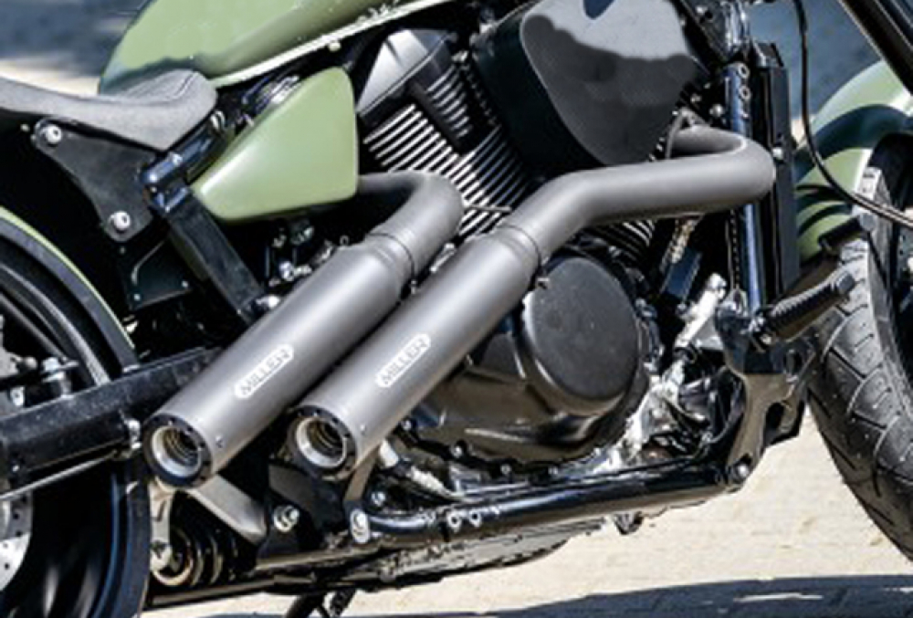 Black Black - Sale: MILLER - El Grande - Komplettanlg. / mit KAT / black - black / Suzuki M 1800 R + R2 + RT / EG-BE