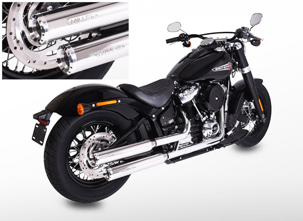MILLER - Independence - silber - 2-2 - SlipOn - Euro 4 / HD Street Bob / 107 CUI / EG-BE