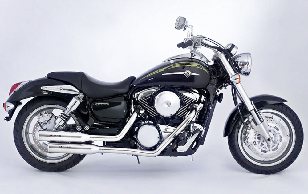 Nur bei uns: Miller - Komplettanlage / KAWASAKI VN 1500 Drifter / schwarz matt / EG-BE