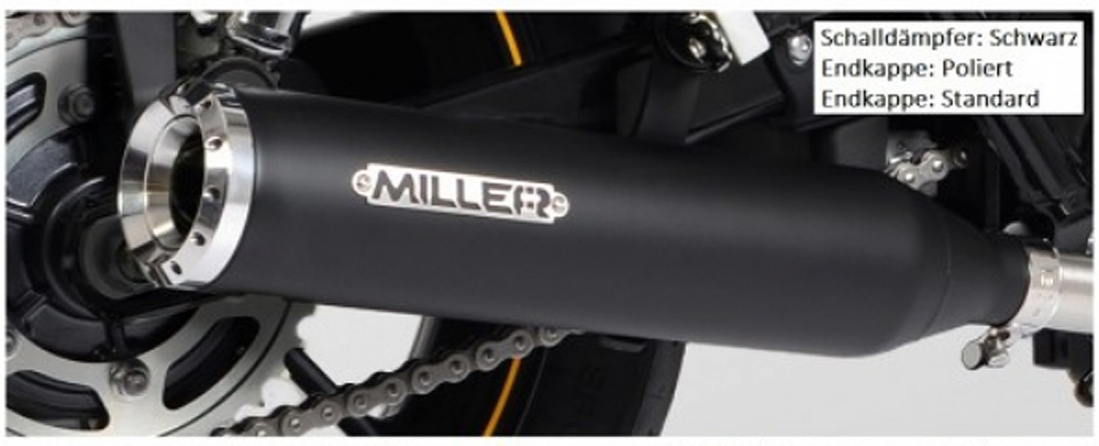 MILLER - 2-2 MUSTANG - Komplett - Anlage / schwarz / Kawasaki VN 900 / KAT / EG-BE