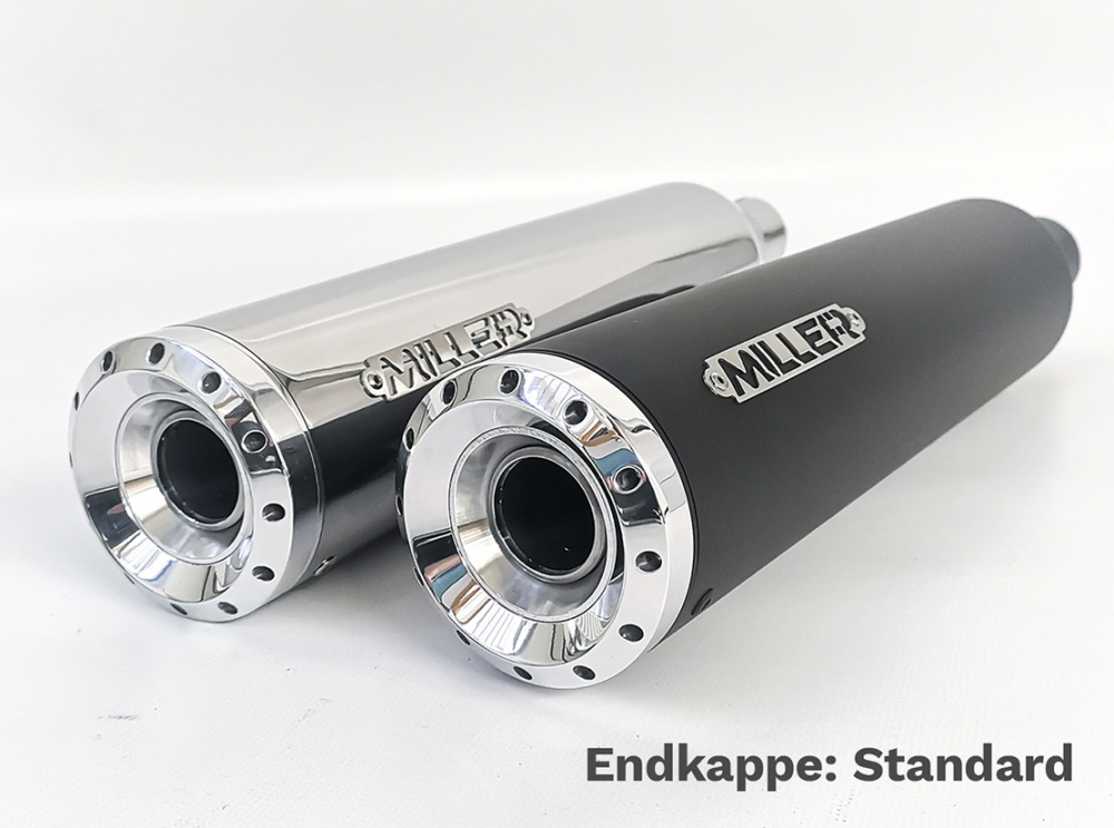 NEU! MILLER - Silverado - SlipOn - Edelstahl - silber poliert / Harley Sportster XL 883 / 1200 / 86 - 03 / EG-BE