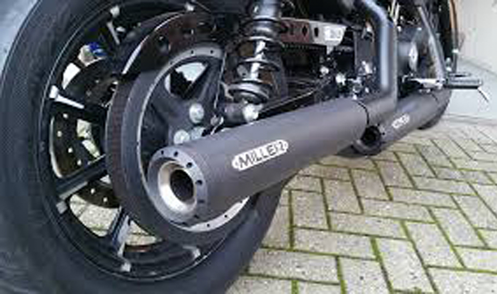Black Sale: MILLER - Silverado III - SlipOn - black-black / Harley Sportster XL 883 / 1200 / ab 2017 / EG-BE