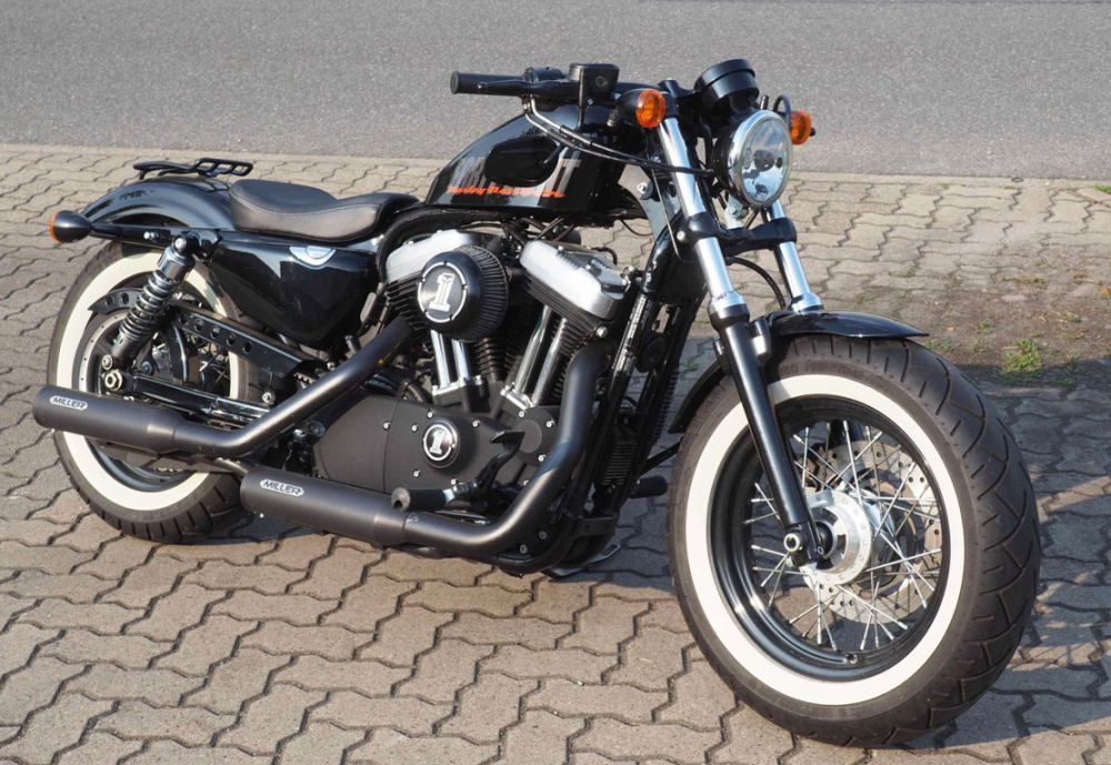 Black - Black Sale: MILLER - Silverado III - SlipOn - black-black / HD Sportster XL 883 / 1200  / ab 2017 / EG-BE / Euro 4