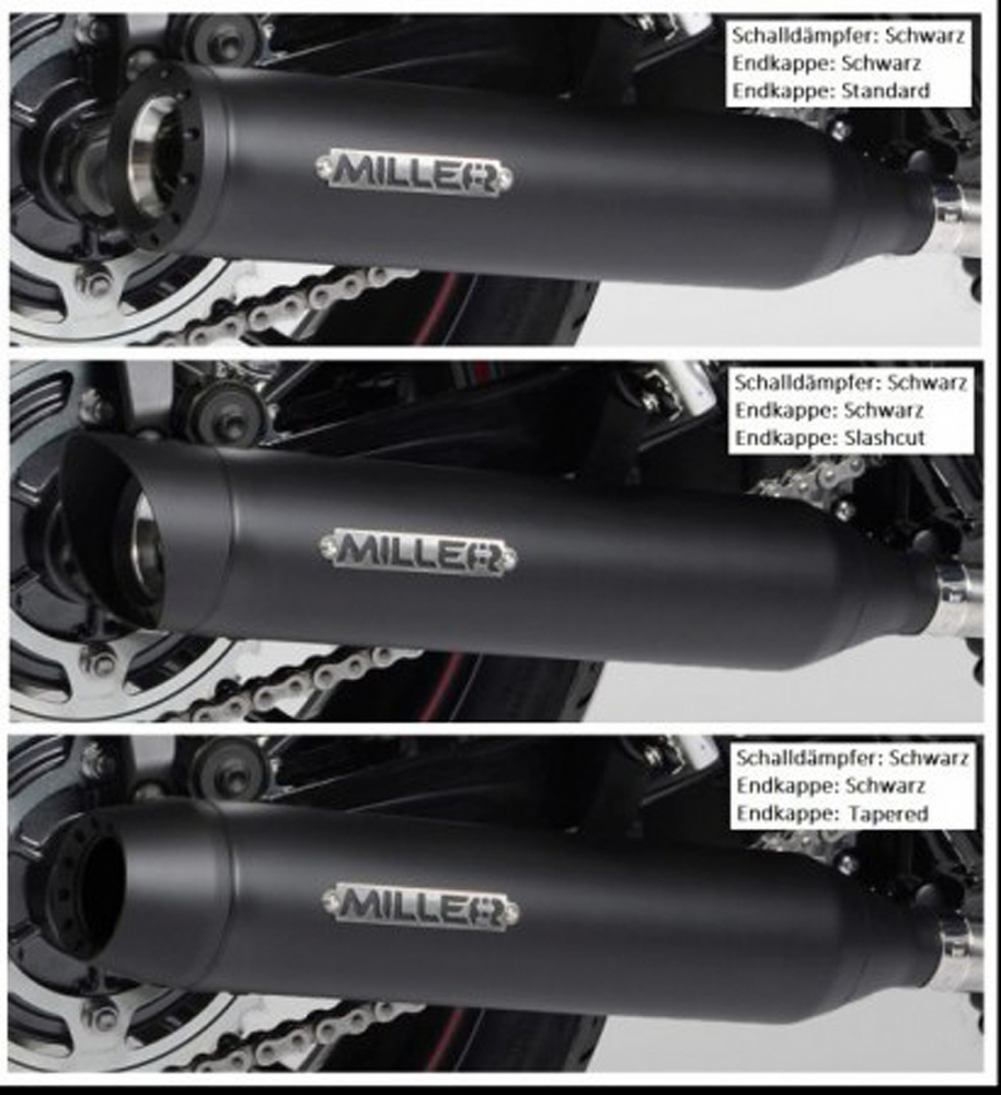 Black Sale: MILLER - Silverado III - SlipOn - black-black / Harley Sportster XL 883 / 1200 / ab 2017 / EG-BE