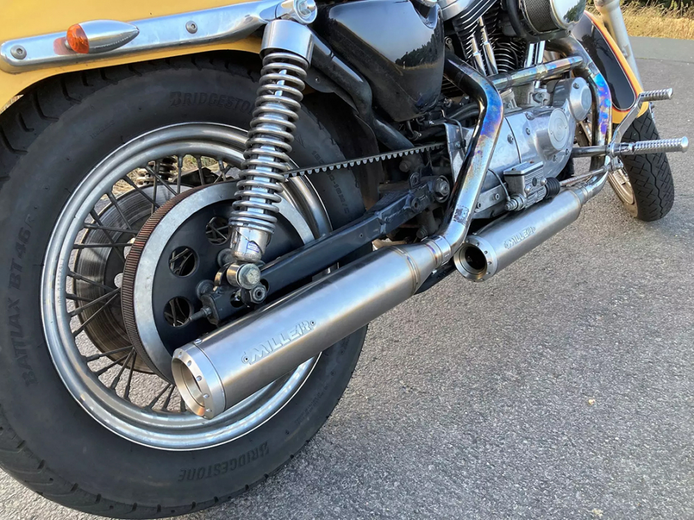 MILLER - Silverado - SlipOn - Edelstahl - silber poliert / Harley Sportster XL 883 / 1200 / 86 - 03 / EG-BE
