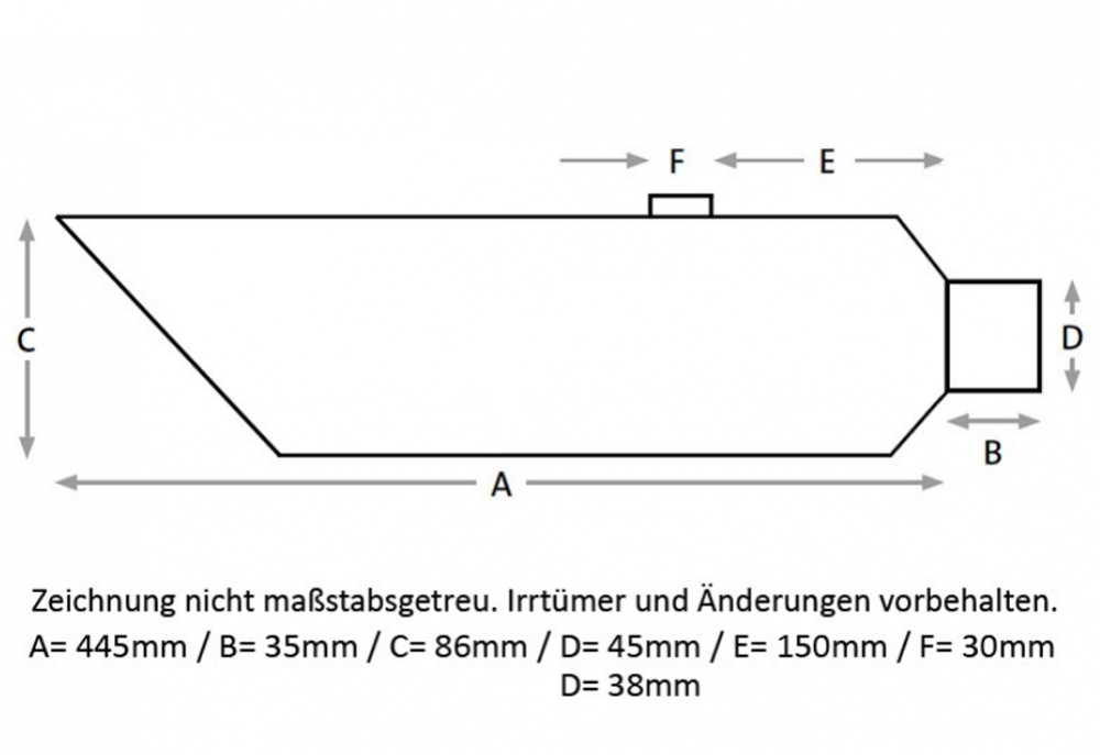 MILLER - CLASSICLINE - Universal - Endschalldämpfer / silber poliert - 440 mm /Ø 86 / 45 / 38/ EG-BE