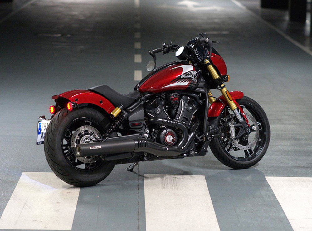 MILLER - YUKON - SlipOn / Edelstahl schwarz-matt - EURO 5+ / Indian Scout - 1250 ccm / EG-BE