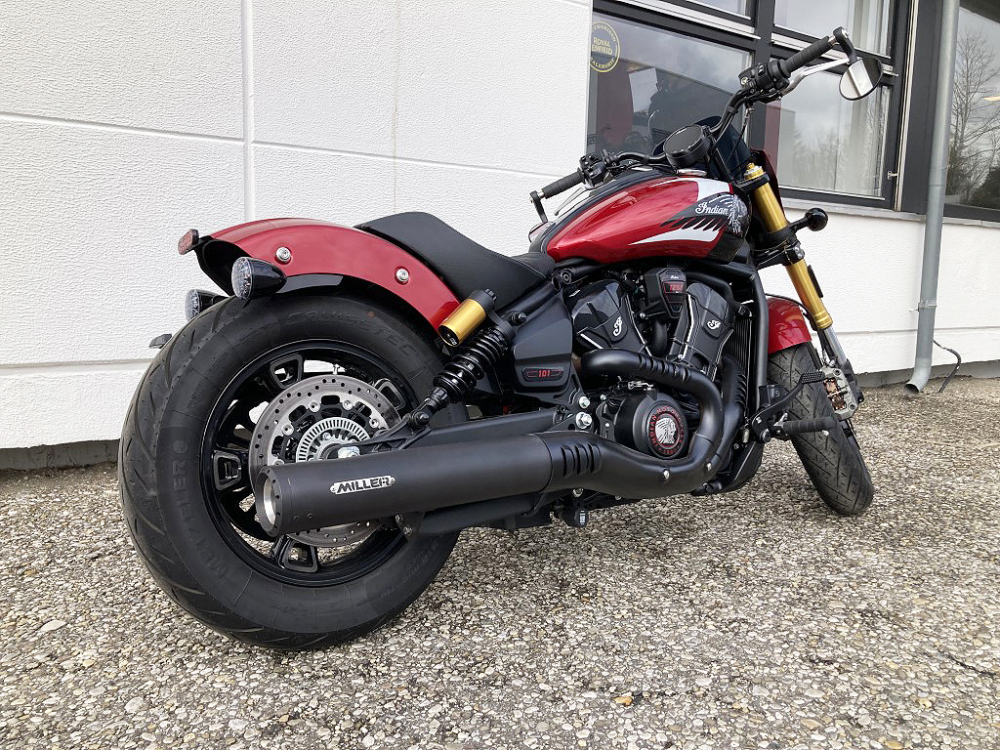 MILLER - YUKON - SlipOn / Edelstahl schwarz-matt - EURO 5+ / Indian Scout - 1250 ccm / EG-BE