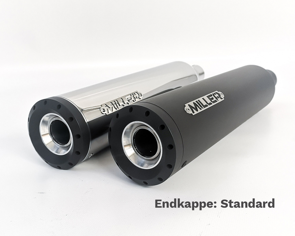 MILLER - YUKON - SlipOn / Edelstahl schwarz-matt - EURO 5+ / Indian Scout - 1250 ccm / EG-BE