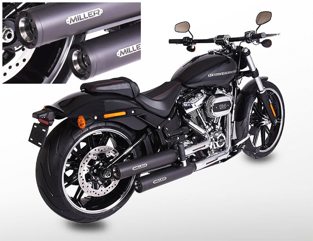 MILLER - Independence - schwarz -2-2 / EURO 4 / Harley Slim / SlipOn Auspuff 107 CUI / ABE
