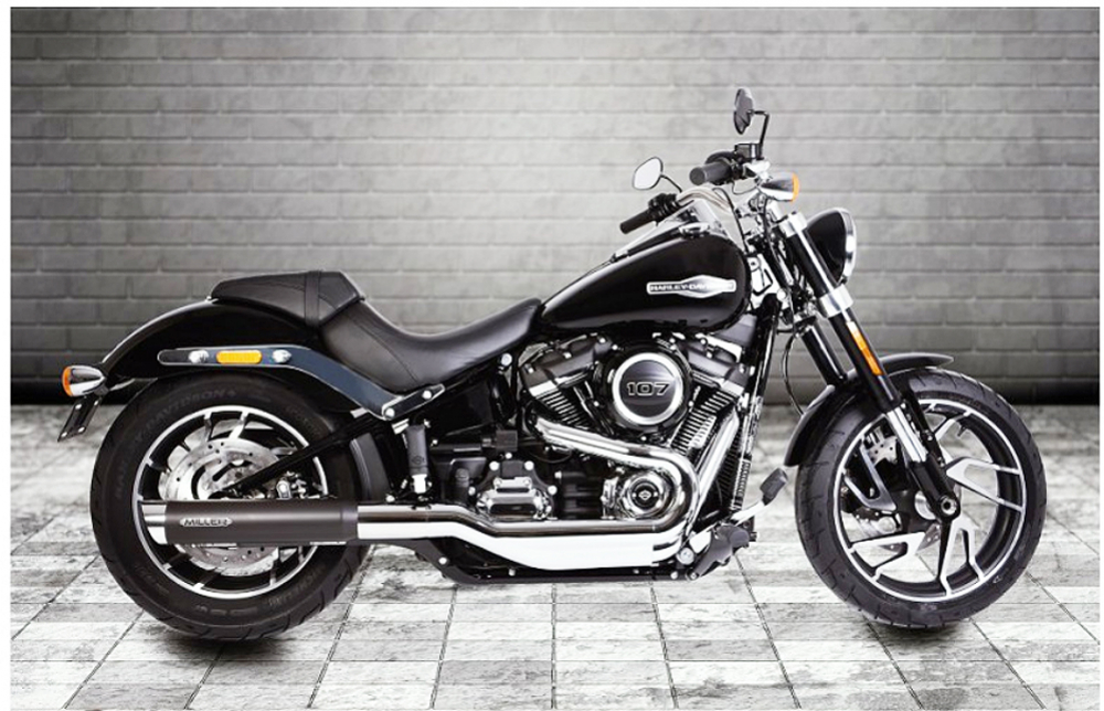MILLER - Destiny  - schwarz - 2-1 - SlipOn - Euro 5 / HD Softail SportGlide / FLSB / 107 CUI / ab 2021 / ABE