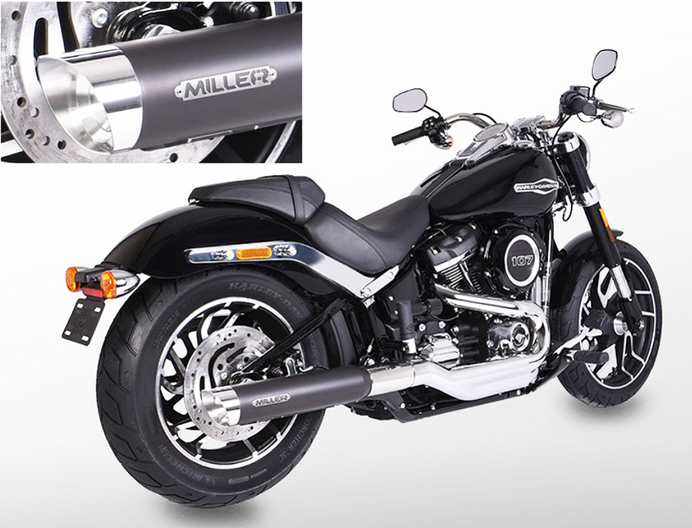 MILLER - Destiny - silber - Euro 5 / HD Softail SportGlide / FLSB / SlipOn / 107 CUI / ab 2021 / ABE