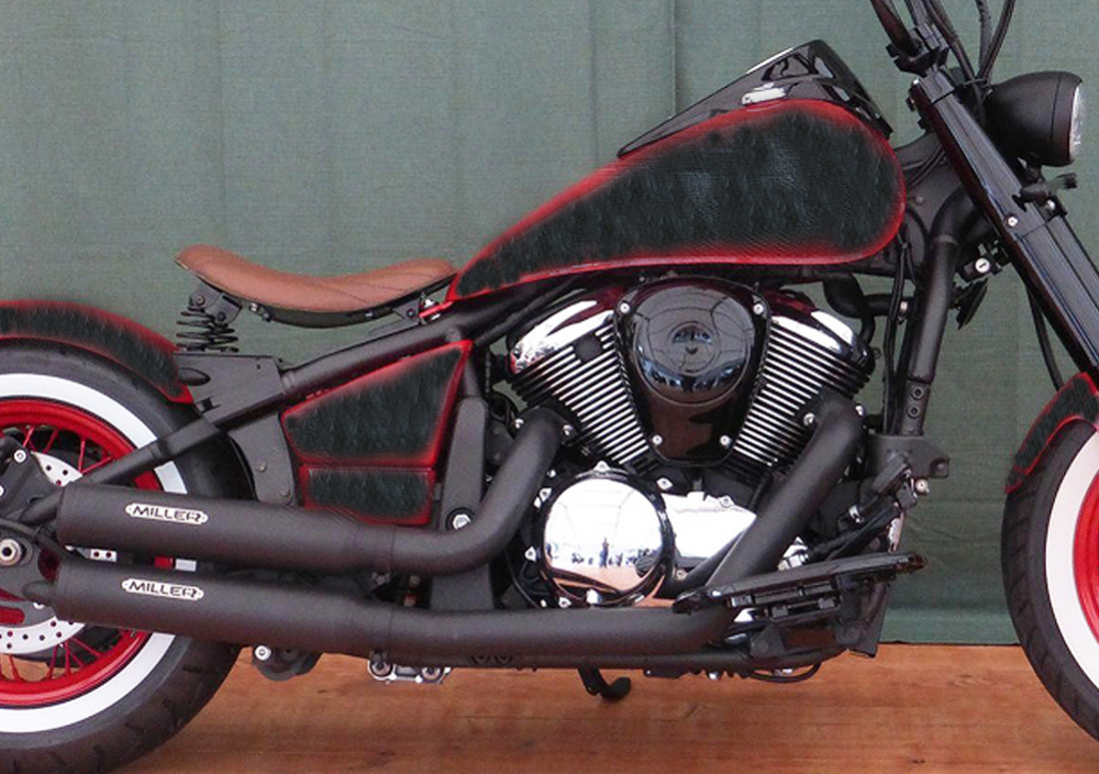 MILLER - 2-2 MUSTANG - Komplett - Anlage / schwarz / Kawasaki VN 900 / KAT / EG-BE