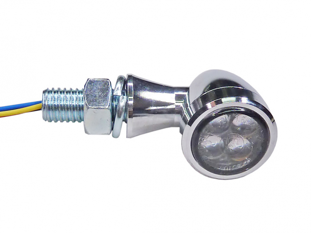 Micro Bullet - LED Rücklicht - Blinker- Bremslicht / chrom  / 1 Paar / E-Zeichen