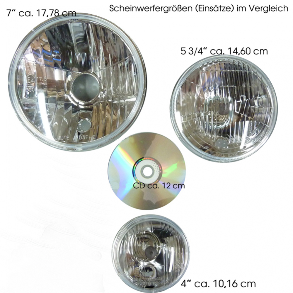 Scheinwerfer 7" - Klarglas / schwarz - Grooved - 88 Style / Befestigung unten / E-Zeichen