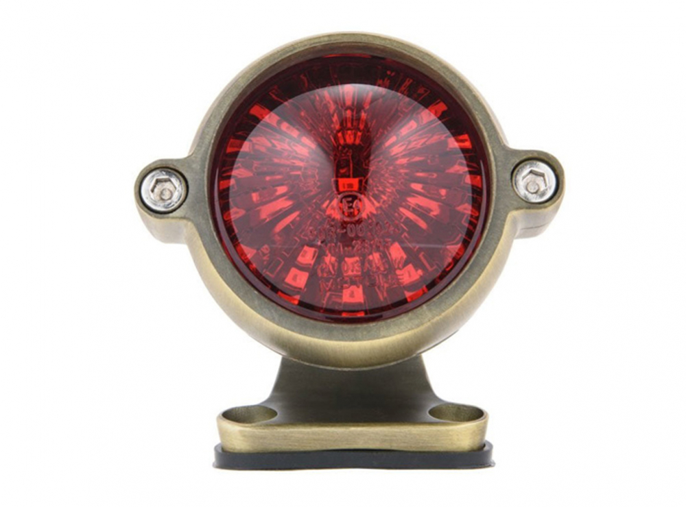 LED Vintage - Rücklicht - Bullet Style 2 / Messing / mit Halter / E-Zeichen