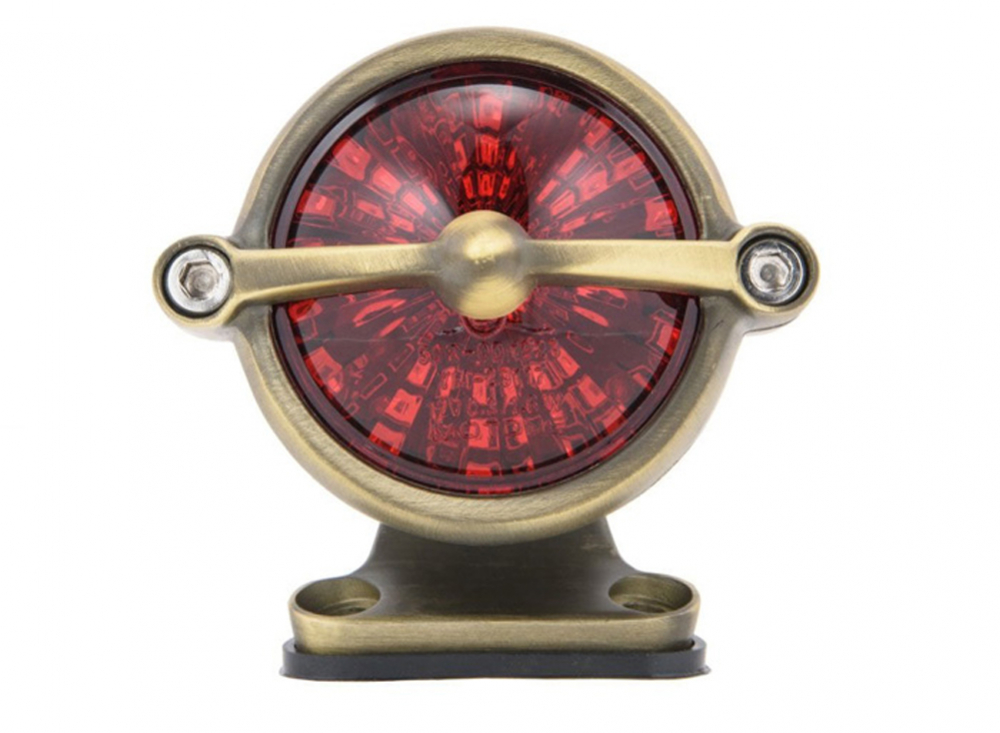LED Vintage - Rücklicht - Bullet Style 1 / Messing / mit Halter / E-Zeichen