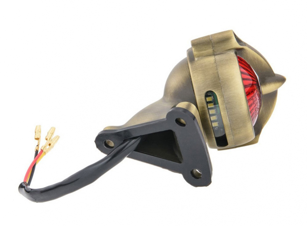 LED Vintage - Rücklicht - Bullet Style 1 / Messing / mit Halter / E-Zeichen