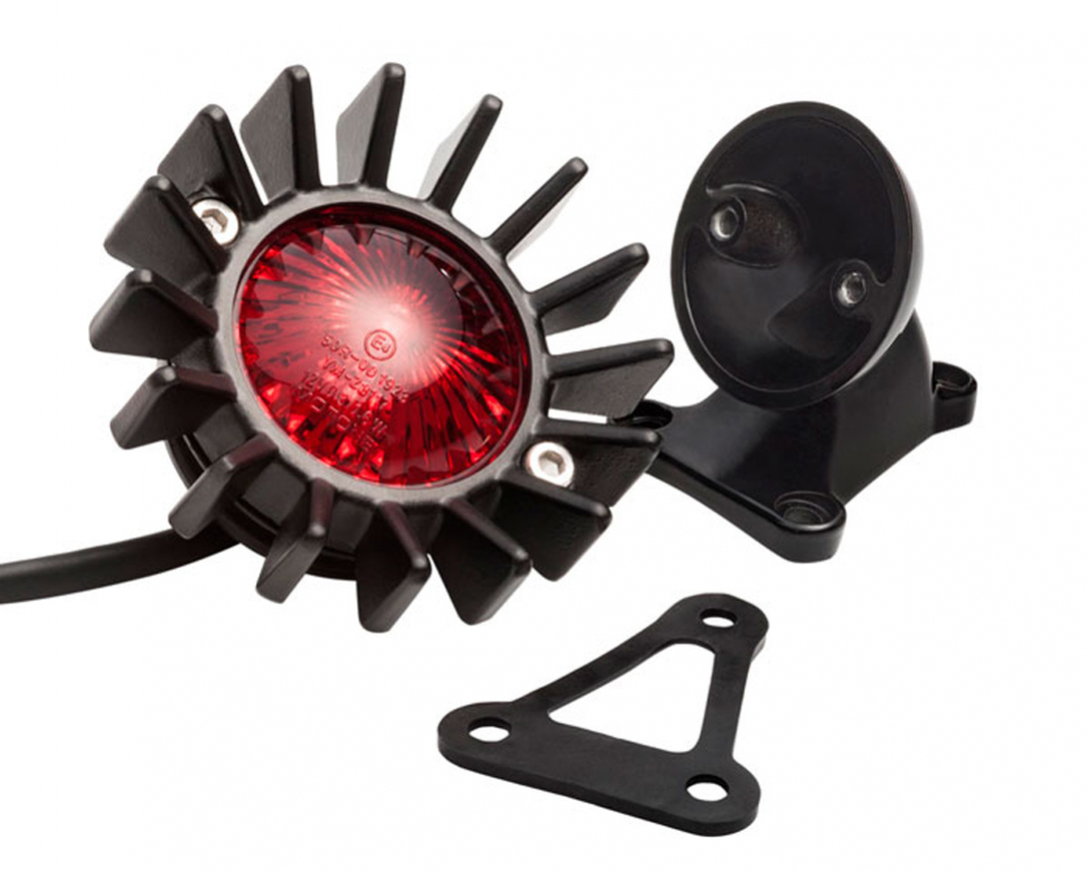 LED Vintage - Rücklicht - Ventilator Style / Black / mit Halter / E-Zeichen