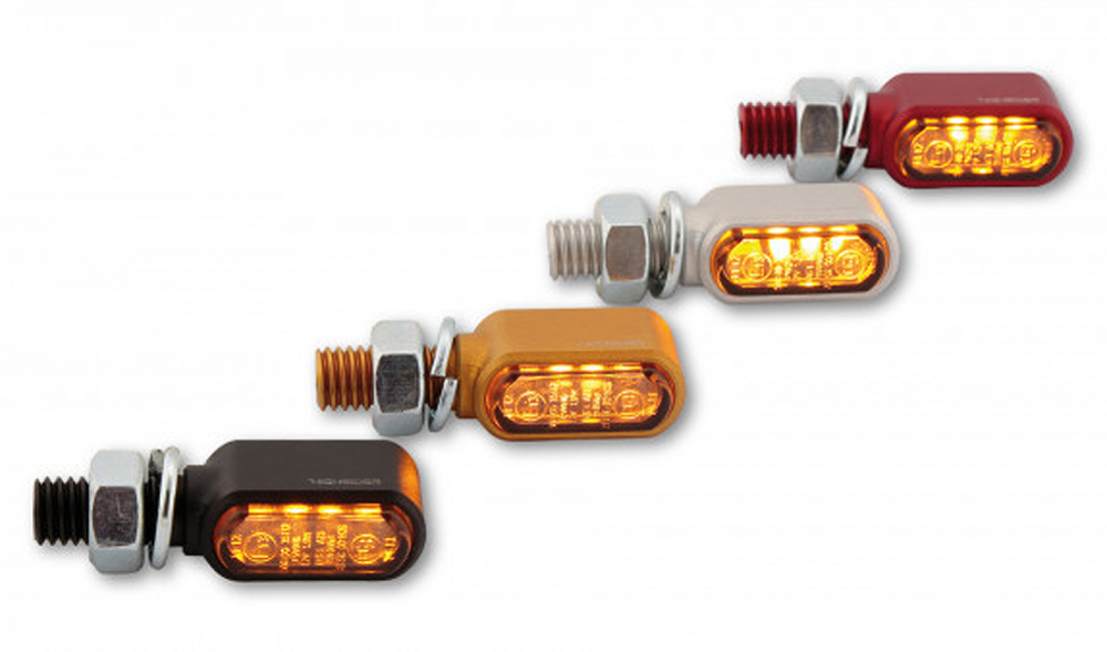 HS - LED All-in-One Rücklichtblinker - Little Bronx / Alu silber - dunkles Glas / 1 Paar / alle Bikes / E-geprüft