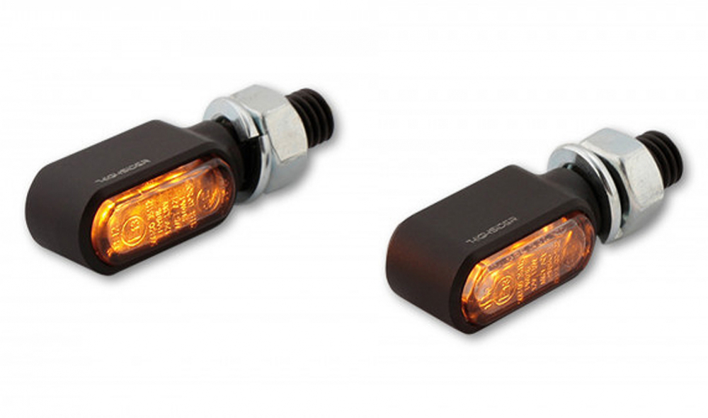 HS - LED All-in-One Rücklichtblinker - Little Bronx / Alu schwarz - dunkles Glas / 1 Paar / alle Bikes / E-geprüft