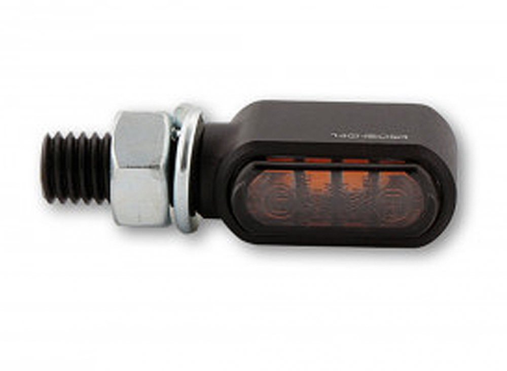 HS - LED All-in-One Rücklichtblinker - Little Bronx / Alu schwarz - dunkles Glas / 1 Paar / alle Bikes / E-geprüft