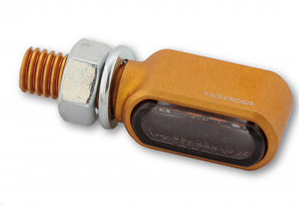 HS - LED Blinker - Little Bronx / Alu gold - dunkles Glas / 1 Paar / alle Bikes / E-geprüft