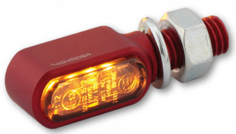 HS - LED Blinker - Little Bronx / Alu rot - dunkles Glas / 1 Paar / alle Bikes / E-geprüft