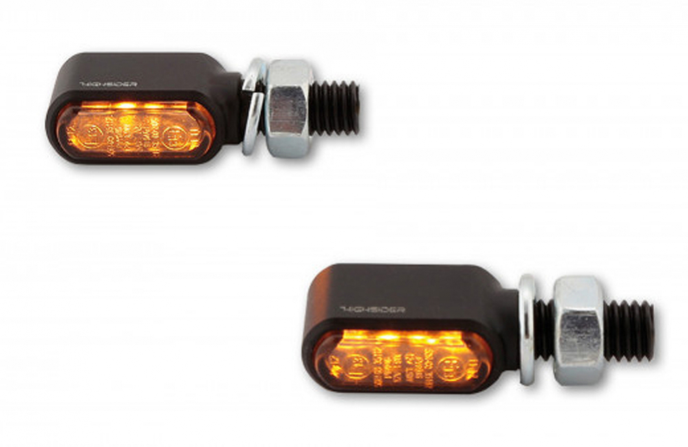 HS - LED All-in-One Rücklichtblinker - Little Bronx / Alu schwarz - dunkles Glas / 1 Paar / alle Bikes / E-geprüft