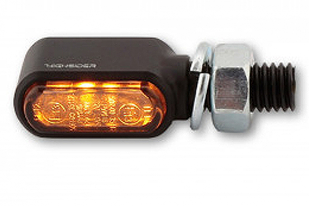HS - LED Blinker / Positionslicht - Little Bronx / Alu schwarz - dunkles Glas / 1 Paar / alle Bikes / E-geprüft