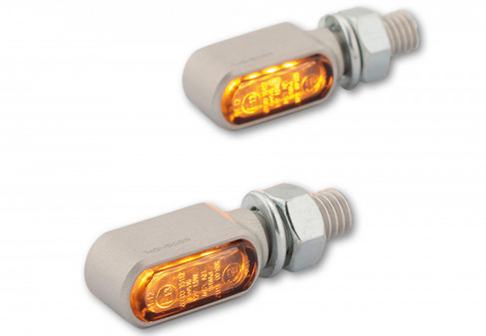 HS - LED All-in-One Rücklichtblinker - Little Bronx / Alu silber - dunkles Glas / 1 Paar / alle Bikes / E-geprüft
